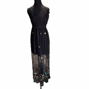 Rebellion Again Black Lace Floral Embroidered
Dress